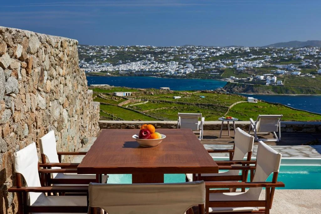Outdoor dining on the sea-view terrace